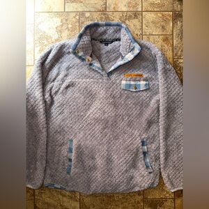 Simply Southern Gray Fleece with Blue Plaid Trim